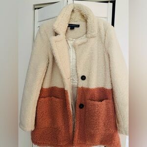 French Connection Cream and Tan Teddy Jacket